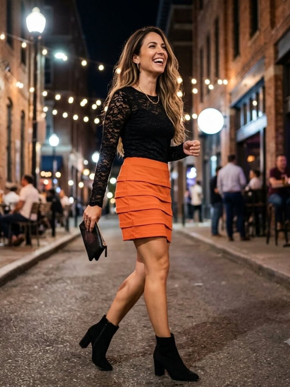 Sexy Basic House Orange/Coral Mini Skirt Size Large